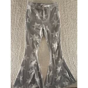Toast Gray Jeans Ultra Wide Flare Bell Bottoms Stars Hippie 70s Medium